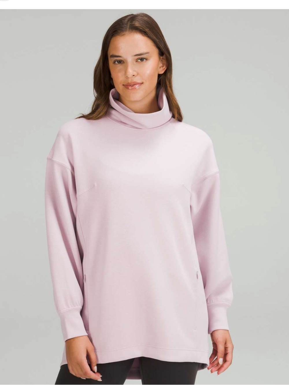 lululemon athletica Light Pink Cowl Turtleneck Tunic Sweater size 10